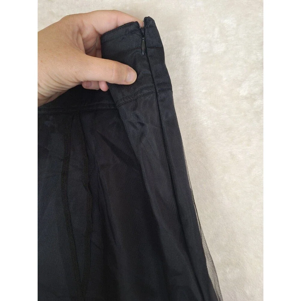 Y2K Midnight Velvet Skirt Slip Womens 20W Layered Fairy Whimsigoth Tulle Black